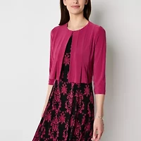 Danny & Nicole Womens Damask Midi Jacket Dress