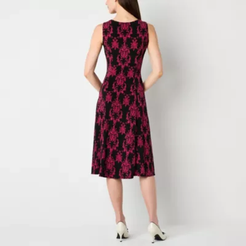 Danny & Nicole Womens Damask Midi Jacket Dress