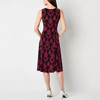 Danny & Nicole Womens Damask Midi Jacket Dress