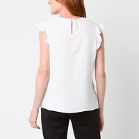 Black Label by Evan-Picone Womens Crew Neck Sleeveless Blouse