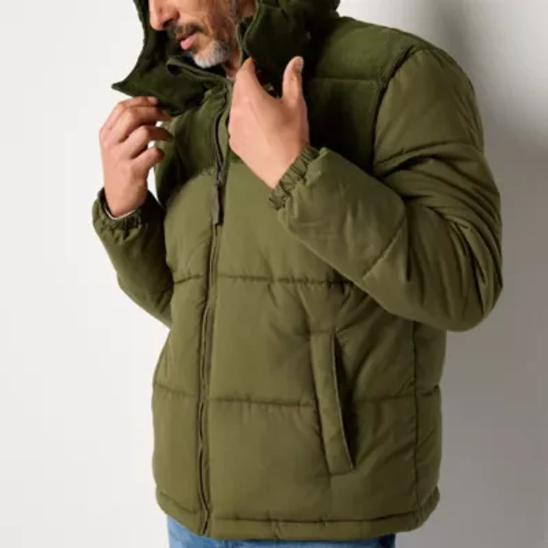 St. John's Bay Mens Hooded Water Resistant Heavyweight Puffer Jacket