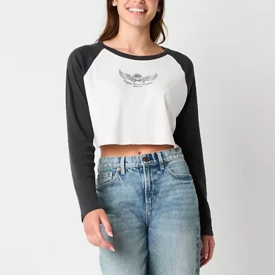 Arizona Womens Crew Neck Long Sleeve Regular Fit Juniors Graphic T-Shirt