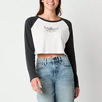 Arizona Womens Juniors Crew Neck Long Sleeve Regular Fit Graphic T-Shirt