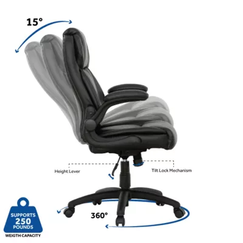 Sealy Atlas Bonded Ergonomic Design Adjustable Height Office Chair in Black