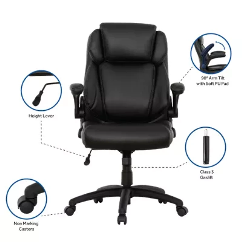 Sealy Atlas Bonded Ergonomic Design Adjustable Height Office Chair in Black