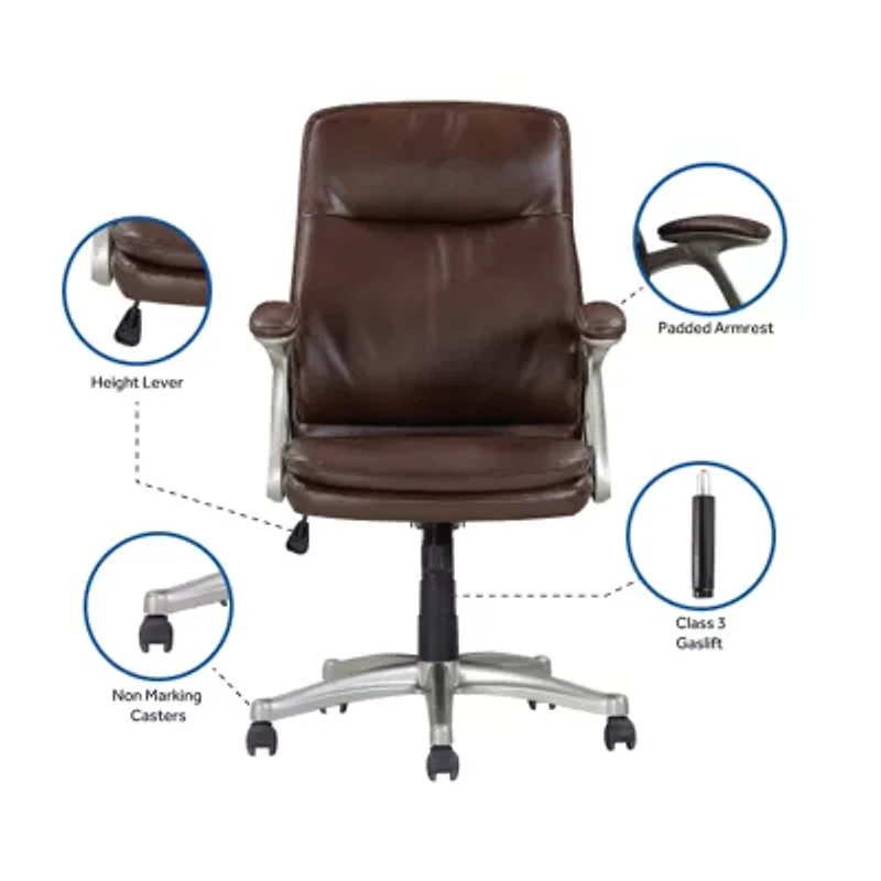 Sealy Hugo Ergonomic Design Adjustable Height Office Chair in Brown