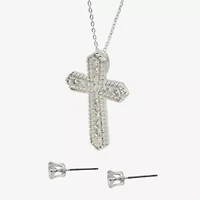Sparkle Allure Womens Cubic Zirconia Pure Silver Over Brass Cross -pc. Jewelry Set