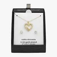 Sparkle Allure Womens Cubic Zirconia 14K Gold Over Brass Heart 2-pc. Jewelry Set