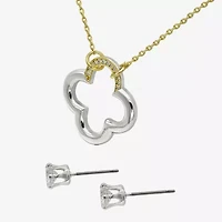 Sparkle Allure Womens Cubic Zirconia 14K Gold Over Brass Pure Silver Over Brass Clover 2-pc. Jewelry Set
