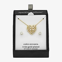 Sparkle Allure Womens Cubic Zirconia 14K Gold Over Brass Heart 2-pc. Jewelry Set