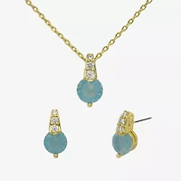 Sparkle Allure Womens Blue Cubic Zirconia 14K Gold Over Brass Round 2-pc. Jewelry Set