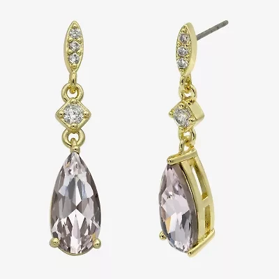 Sparkle Allure Womens Pink Cubic Zirconia 14K Gold Over Brass Pear Drop Earrings