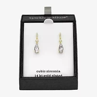 Sparkle Allure Womens Pink Cubic Zirconia 14K Gold Over Brass Pear Drop Earrings