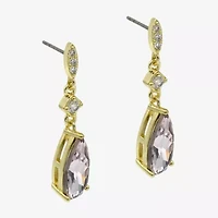 Sparkle Allure Womens Pink Cubic Zirconia 14K Gold Over Brass Pear Drop Earrings