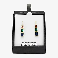 Sparkle Allure Womens Multi Color Cubic Zirconia 14K Gold Over Brass Drop Earrings