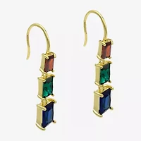 Sparkle Allure Womens Multi Color Cubic Zirconia 14K Gold Over Brass Drop Earrings