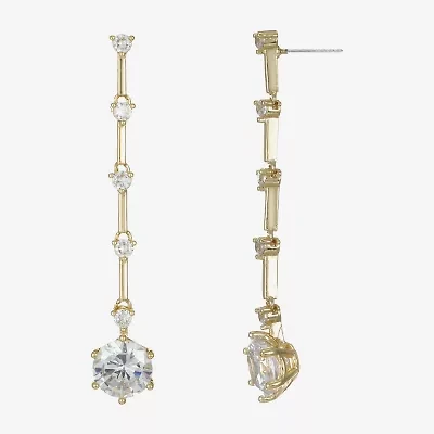 Sparkle Allure Womens Cubic Zirconia 14K Gold Over Brass Round Drop Earrings