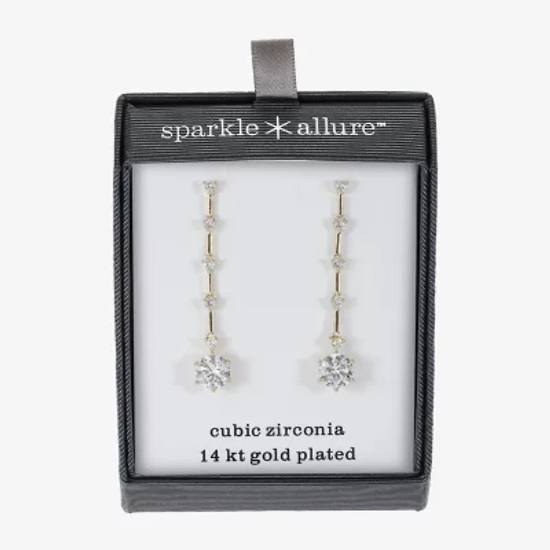 Sparkle Allure Womens Cubic Zirconia 14K Gold Over Brass Round Drop Earrings