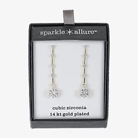 Sparkle Allure Womens Cubic Zirconia 14K Gold Over Brass Round Drop Earrings