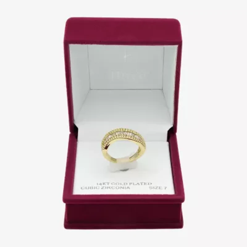 Sparkle Allure Womens 2.5MM Cubic Zirconia 14K Gold Over Brass Eternity Band