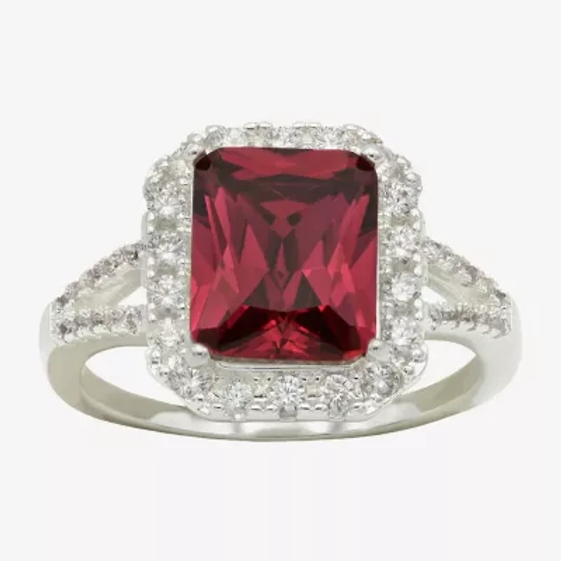 Sparkle Allure Womens Crystal Pure Silver Over Brass Halo Cocktail Ring