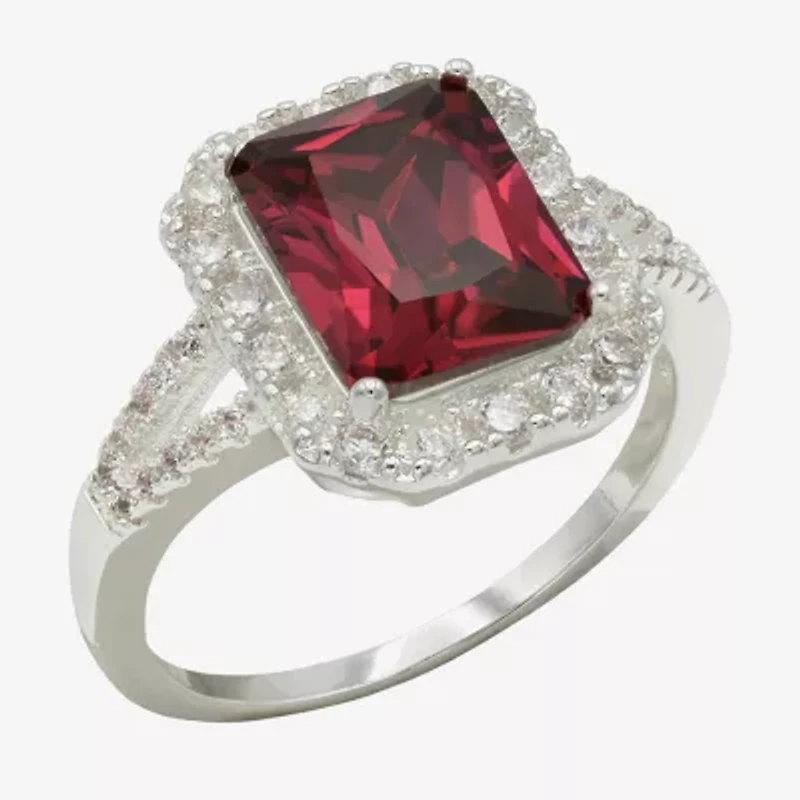 Sparkle Allure Womens Crystal Pure Silver Over Brass Halo Cocktail Ring