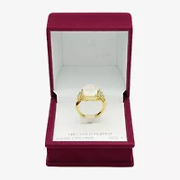Sparkle Allure Womens Blue Crystal 14K Gold Over Brass Cocktail Ring