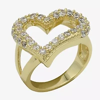 Sparkle Allure Womens 3MM Cubic Zirconia 14K Gold Over Brass Heart Band