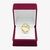 Sparkle Allure Womens Cubic Zirconia 14K Gold Over Brass Round Cocktail Ring
