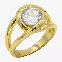 Sparkle Allure Womens Cubic Zirconia 14K Gold Over Brass Round Cocktail Ring