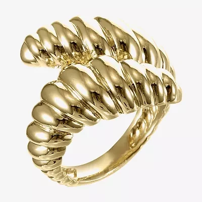 Sparkle Allure Womens 3MM 14K Gold Over Brass Bypass  Band