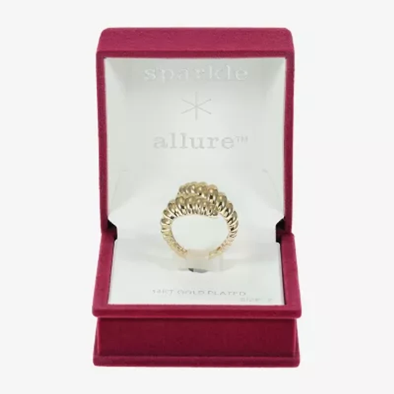 Sparkle Allure Womens 3MM 14K Gold Over Brass Bypass  Band