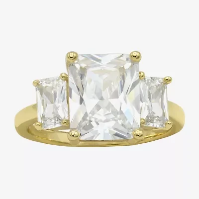 Sparkle Allure Womens Cubic Zirconia 14K Gold Over Brass 3-Stone Engagement Ring