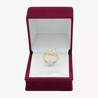 Sparkle Allure Womens Cubic Zirconia 14K Gold Over Brass 3-Stone Engagement Ring