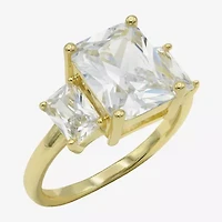 Sparkle Allure Womens Cubic Zirconia 14K Gold Over Brass 3-Stone Engagement Ring