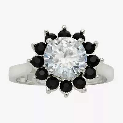 Sparkle Allure Womens Cubic Zirconia Pure Silver Over Brass Flower Cocktail Ring