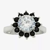 Sparkle Allure Womens Cubic Zirconia Pure Silver Over Brass Flower Cocktail Ring