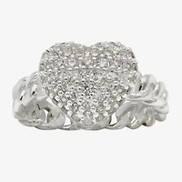 Sparkle Allure Womens Cubic Zirconia Pure Silver Over Brass Heart Cocktail Ring