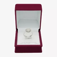 Sparkle Allure Womens Cubic Zirconia Pure Silver Over Brass Heart Cocktail Ring