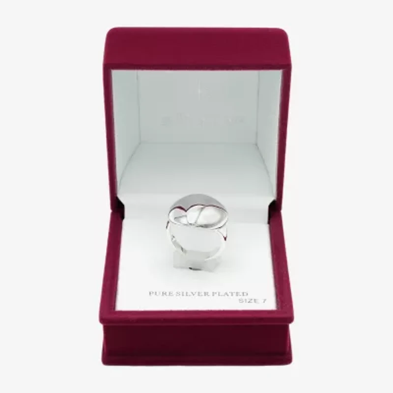 Sparkle Allure Womens Pure Silver Over Brass Dome Cocktail Ring