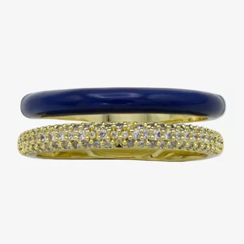 Sparkle Allure Womens Cubic Zirconia 14K Gold Over Brass Ring Set