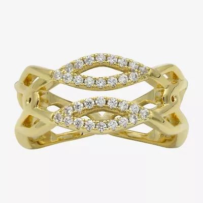 Sparkle Allure Womens 2.5MM Cubic Zirconia 14K Gold Over Brass Bypass  Band
