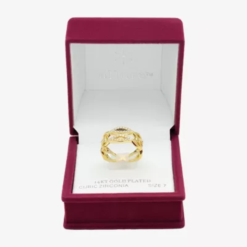 Sparkle Allure Womens 2.5MM Cubic Zirconia 14K Gold Over Brass Bypass  Band