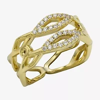Sparkle Allure Womens 2.5MM Cubic Zirconia 14K Gold Over Brass Bypass  Band