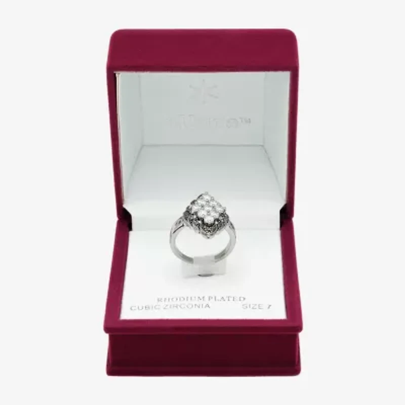 Sparkle Allure Womens Cubic Zirconia Pure Silver Over Brass Cocktail Ring