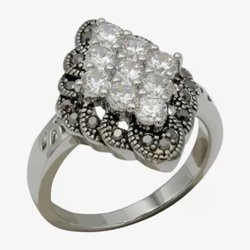 Sparkle Allure Womens Cubic Zirconia Pure Silver Over Brass Cocktail Ring