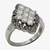 Sparkle Allure Womens Cubic Zirconia Pure Silver Over Brass Cocktail Ring