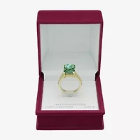 Sparkle Allure Womens Green Crystal 14K Gold Over Brass Cocktail Ring