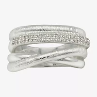 Sparkle Allure Womens 4MM Cubic Zirconia Pure Silver Over Brass Bypass  Band