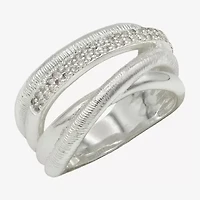 Sparkle Allure Womens 4MM Cubic Zirconia Pure Silver Over Brass Bypass  Band